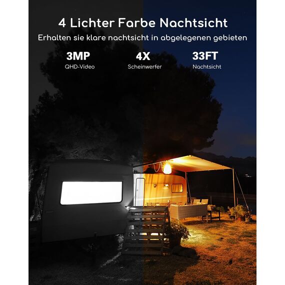 COOAU 4G LTE Überwachungskamera Aussen Akku mit SIM Karte+64GB Kartenspeicher+Solarpanel, Kamera überwachungs LTE,2K Kabellos Solar Kamera Outdoor mit Farb-Nachtsicht, PIR Personenerkennung, IP66