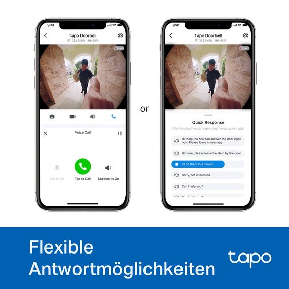 Tapo D235 Video-Türklingel Akku/Festverdrahtet (Video Doorbell) | Türklingel mit Kamera, 2K 5MP, Farbe Nachtsicht, 180° ultrabreiten Sichtfeld, 10000 mAh Nicht entfernbarer Akku, Mit Chime, Alexa