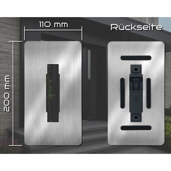 Baron Design | Edelstahl Blende | Zubehör für Eufy Videotürklingel/Video Doorbell | E340, 2K HD, S330, S220, C30, C31 | Halterung, Schild, Platte für Klingel