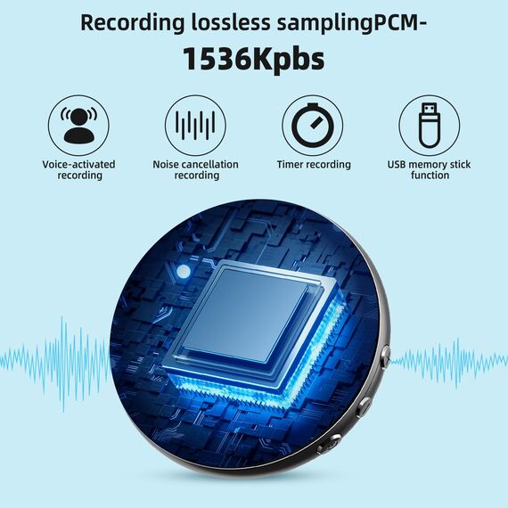 64GB Magnet Voice Recorder mit Spracherkennung und Rauschunterdrückung für Meetings, Interviews, Vorträge und Kurse