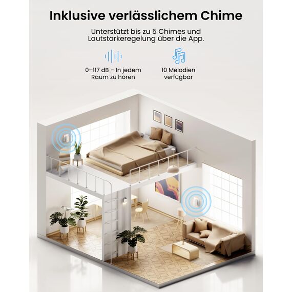 Reolink Video-Türklingel mit Chime, 5MP Ultra HD Kabelgebundene Türklingel mit Kamera, 2,4/5GHz WLAN, Personenerkennungsalarme, 180° Ultraweitwinkel, 2-Wege-Audio, Fernzugriff, Video Doorbell WiFi