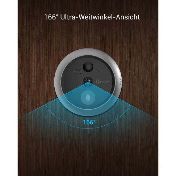 EZVIZ WLAN Türspion und Innenkamera Set, Video-Türklingel CP4 mit Touch-Farbbildschirm & Bewegungsmelder, PTZ Kamera CP1 Pro 4MP mit Personenerkennung & Farbnachtsicht, CP4 und CP1 Pro 2K+
