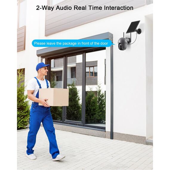 ANRAN 2K Überwachungskamera Aussen WiFi,360°PTZ Schwenkbar Solar Kamera Überwachung Aussen,Farbnachtsicht & 2-Wege-Audio,PIR Erkennung & Intelligenter Alarm,IP66 Wasserdicht,Alexa Kompatibel Q1 Grau