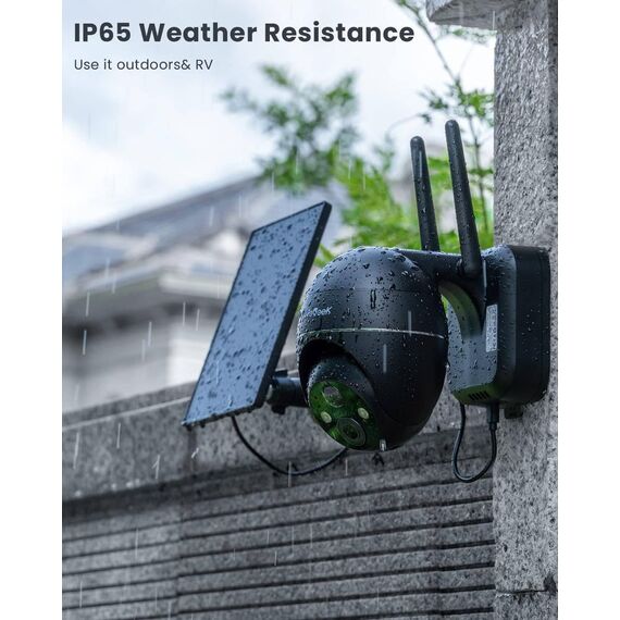 ieGeek 2K Solar Überwachungskamera Aussen Akku, 355°/140° Pan Tilt Kabellose Überwachungskamera mit Farbnachtsicht, PIR Bewegungsmelder, Sirene/Weißlichtalarm, 2-Wege-Audio, IP65, Cloud/Speicher Karte