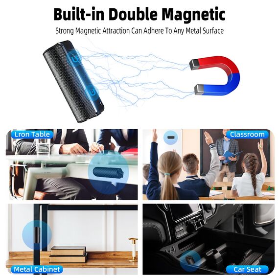 Diktiergerät Magnetisches, Aufnahmegerät mit 30 Tage Daueraufnahme Abhörgerät Mini Voice Recorder Wiederaufladbar Über USB, One Touch Aufnahme, Sprachsteuerung Aufnahmegerät Diktiergerät Mini
