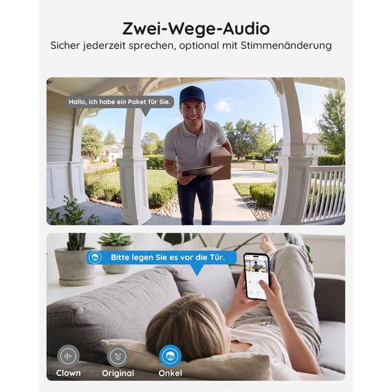 BOIFUN 2K 5MP WLAN Video Türklingel mit Kamera,Alexa-kompatibel, Nachtsicht, PIR Bewegungserkennung, 2-Wege-Audio, Unterstützt SD & Cloud-Speicher, mit Chime, 2.4Ghz WLAN