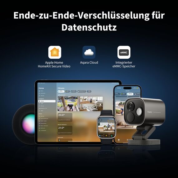 Aqara 4MP Kamera-Hub G5 Pro PoE, Echtfarbe Nachtsicht Überwachungskamera Aussen, HomeKit Secure Video, Thread-Grenzrouter, Lokale Erkennung, Thread/Zigbee, Unterstützt Alexa Google SmartThings (Weiß)