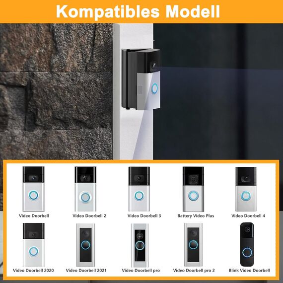 Video Türklingel Verstellbare Halterung (Winkel 30-55 Grad) Kompatibel mit Video Doorbell Wired/1/2/2. Gen/3/3 Plus/4 & Akku-Videotürklingel (2024)/Plus/Pro, Winkelhalter Einstellbare Doorbell Zubehör
