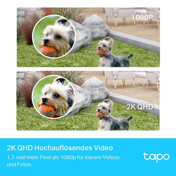 Tapo C420S2 Überwachungskamera Aussen, 2K Hochauflösung, 5200mAh wiederaufladbarer Akku, Vollfarb-Nachtsicht, Intelligente Identifikation, microSD-Karte und Cloud-Speicher, 2-Cam-Set
