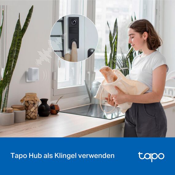 Tapo D205 Akku-Videotürklingel | WLAN Türklingel mit Kamera | 2K, 160° Weitwinkel, Zwei-Wege-Audio | Integrierter Akku | Lokale Speicherung auf microSD & H500 HomeBase | Kompatibel Solarpanel