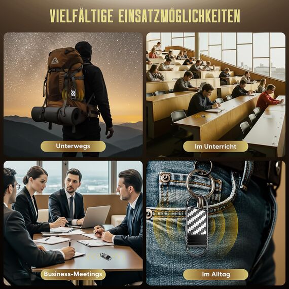 64GB Digitales Diktiergerät - 4800Hr Audio Aufnahmegerät, AI Rauschunterdrückung Audio-Aufnahme mit Wiedergabe, Aufhängbar Sprachaktivierte Voice Recorder, Voice Recorder für Interviews, Vorträge