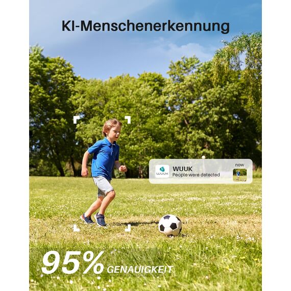 WUUK Add-on 2K Wireless Überwachungskamera Aussen, Erfordert Vorhandene Basisstation, 240 Tage Akku, Nachtsicht, Personen- und Bewegungs-Erkennung, 2.4/5GHz WLAN, Kompatibel Mit Alexa & Google