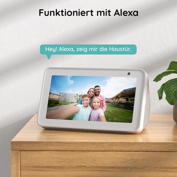 BOIFUN 2K WLAN Video Türklingel mit Kamera, Funkklingel mit Kamera,Alexa-kompatibel, 180° Ultrabreiten Sichtfeld, 2-Wege-Audio,AI Bewegungserkennung, Kompatibel Mit Alexa, Ohne ABO, 2,4GHz, IP65