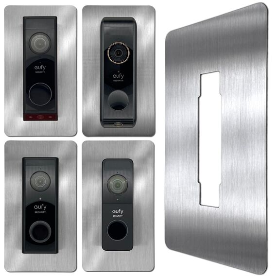 Baron Design | Edelstahl Blende | Zubehör für Eufy Videotürklingel/Video Doorbell | E340, 2K HD, S330, S220, C30, C31 | Halterung, Schild, Platte für Klingel