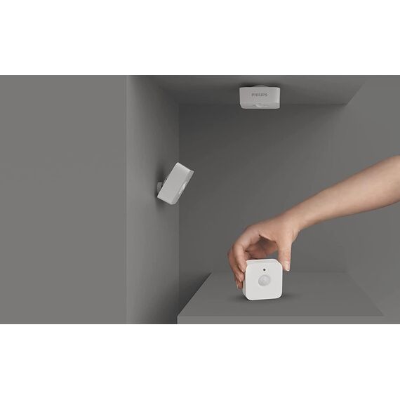 Philips Hue Bewegungsmelder Indoor, Tageslichtsensor für smarte Beleuchtung, automatische Lichtsteuerung bei Bewegung für EIN sicheres Zuhause, weiß