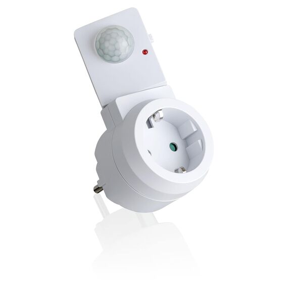 SEBSON Zwischenstecker PIR Bewegungsmelder - 2er Set - drehbarer Sensor, Schuko Stecker 230V, Steckdose programmierbar, max. 1000W LED geeignet - Steckdosenadapter