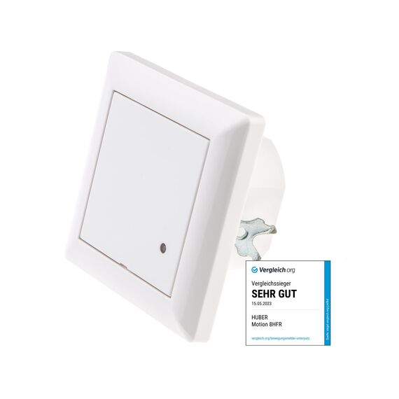 HUBER Motion 8HFR Hochfrequenz Bewegungsmelder UP 180° - LED geeignet, auch für Mehrfach-Rahmen [Nur Rahmenausschnitt 55x55mm], 3-Draht-Technik mit Relais