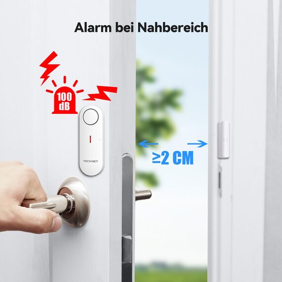 TECKNET Türalarm, Fensteralarm Einbruchschutz, Kabellose Alarmanlage Tür-Fenstersensoren und 3-stufiger Lautstärkeregelung, Türalarm mit Sirene für Haus, Geschäft, Büro und Wohnung (6 PCS)