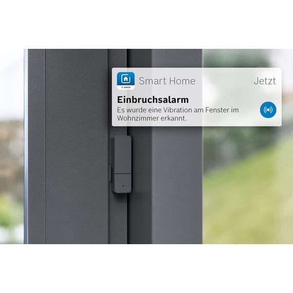 Bosch Smart Home Tür-/Fensterkontakt II Plus, Einbruchschutz mit smartem Sensor zur Erschütterungserkennung, kompatibel mit Amazon Alexa und Google Assistant, anthrazit