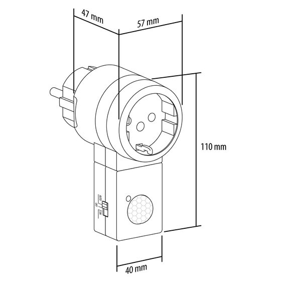 SEBSON Zwischenstecker PIR Bewegungsmelder - 2er Set - drehbarer Sensor, Schuko Stecker 230V, Steckdose programmierbar, max. 1000W LED geeignet - Steckdosenadapter
