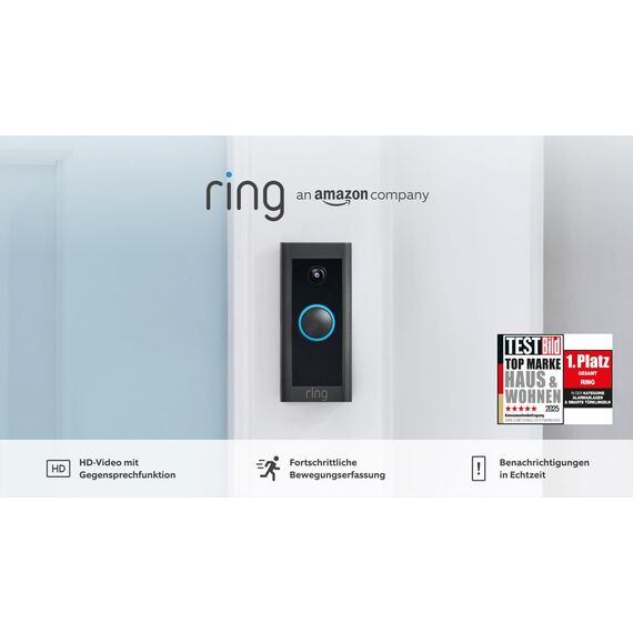 Ring Videotürklingel Kabel (Video Doorbell Wired) | Türklingel mit Kamera, 1080p-HD-Video, festverdrahtet, Nachtsicht | Video-Türsprechanlage für deine Haustür | Funktioniert mit Alexa