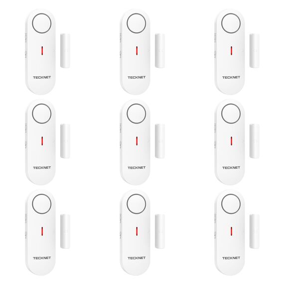 TECKNET Türalarm, Fensteralarm Einbruchschutz, Kabellose Alarmanlage Tür-Fenstersensoren und 3-stufiger Lautstärkeregelung, Türalarm mit Sirene für Haus, Geschäft, Büro und Wohnung (9 PCS)