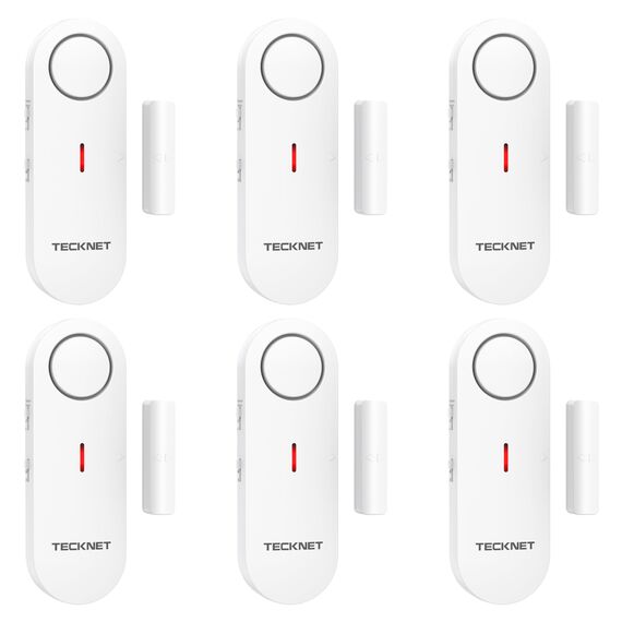 TECKNET Türalarm, Fensteralarm Einbruchschutz, Kabellose Alarmanlage Tür-Fenstersensoren und 3-stufiger Lautstärkeregelung, Türalarm mit Sirene für Haus, Geschäft, Büro und Wohnung (6 PCS)
