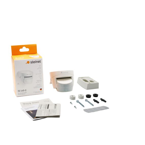 Steinel Bewegungsmelder IS 140-2 weiß, 140° Bewegungsensor, max. 14 m Reichweite, Innen und Außen, IP54