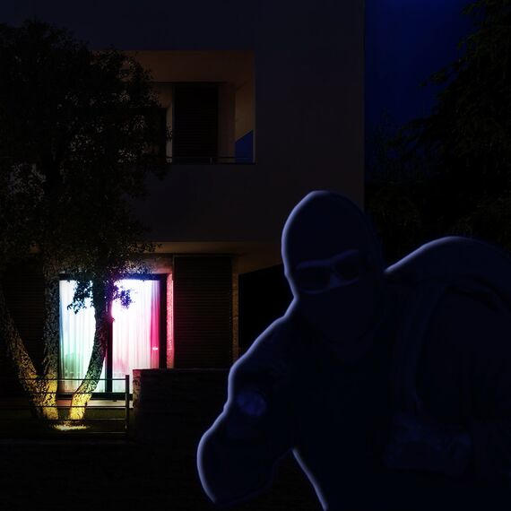 Kobert-Goods – LED TV-Simulator, durch Lichtsimulation zum Einsatz als Einbruchschutz, Home-Security, Fernseh-Atrappe/Fake-Fernseher, mit 12 LED’s und 3 wählbaren Programmen, Zeitschaltuhr