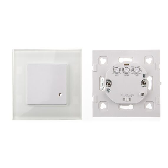 HUBER Motion 7 HF Hochfrequenz Bewegungsmelder UP180° - LED geeignet, Sensor inkl. Glasrahmen, 3-Draht-Technik mit Relais