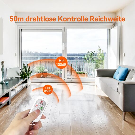 TECKNET Fensteralarm Einbruchschutz, Türalarm mit Fernbedienung, Kabellose Alarmanlage, 4 Funktionsmodi der Sirene für Haus, Geschäft, Pool und Wohnmobil (4er-Pack)
