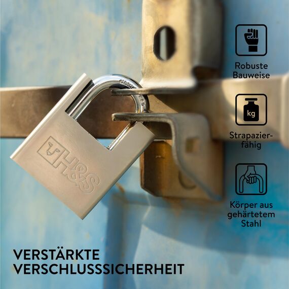 H&S 2er Pack Vorhängeschloss mit Schlüssel - 60mm Schloss Set mit 5 Schlüsseln - 2er Set Robustes Lock für den Innen- und Außenbereich - Klein & Wetterfest für Zelt Spind Keller