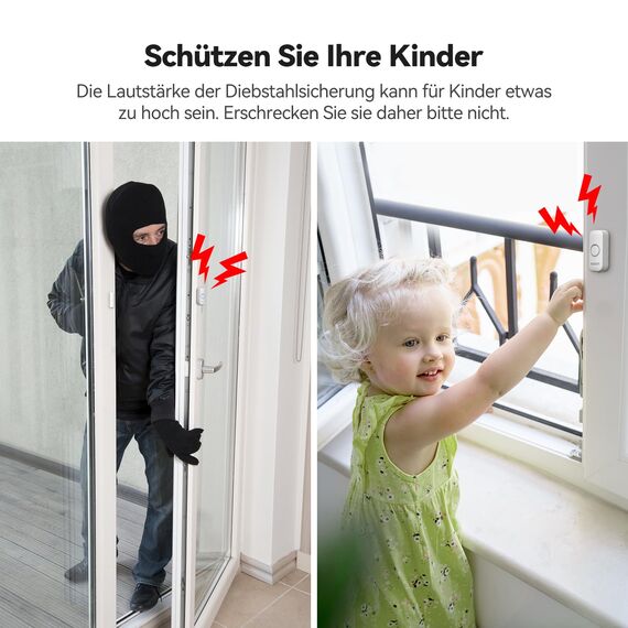 VOXON Türalarm Fensteralarm, Einbruchschutz Türalarmsensor, 2-in-1-Alarm und Türklingel,, Drahtlose Home Security Alarmanlage für Haus, Hotel, Schwimmbad, Garage（7er-Pack）