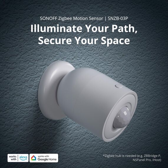 SONOFF SNZB-03P Zigbee Smart Bewegungsmelder,Zigbee3.0 Drahtloser Bewegungssensor,Zigbee Hub Erforderlich,Einstellbare Erkennungszeit Intervalleinstellung,Motion Sensor für Alarmanlage und Smart Home
