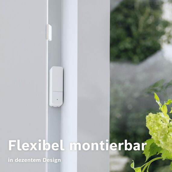 Bosch Smart Home Tür-/Fensterkontakt II [+M], smarter Sensor zum energieeffizienten Heizen und Einbruchalarm, flexible Nutzung im Bosch Smart Home System oder herstellerübergreifend in Matter Systemen