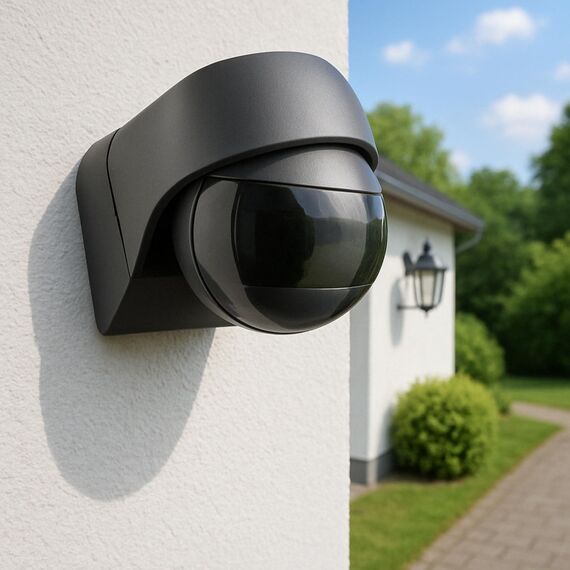SEBSON Bewegungsmelder Außen IP44 Aufputz Anthrazit - LED geeignet, programmierbar, Infrarot Sensor 12m / 180°, Wand Montage, schwenkbar, 3-Draht