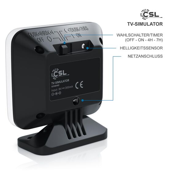 CSL - LED TV-Simulator Fake-TV - LED Fernseh-Attrappe - Dummy TV Fernsehsimulator - Einbruchschutz Home Security - energieeffizient - 12-farbige LEDs - 3 Programme - Zufallsmuster