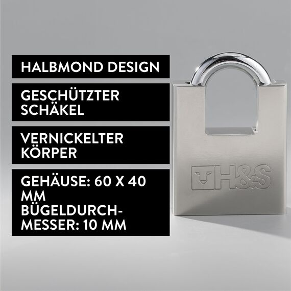 H&S 2er Pack Vorhängeschloss mit Schlüssel - 60mm Schloss Set mit 5 Schlüsseln - 2er Set Robustes Lock für den Innen- und Außenbereich - Klein & Wetterfest für Zelt Spind Keller