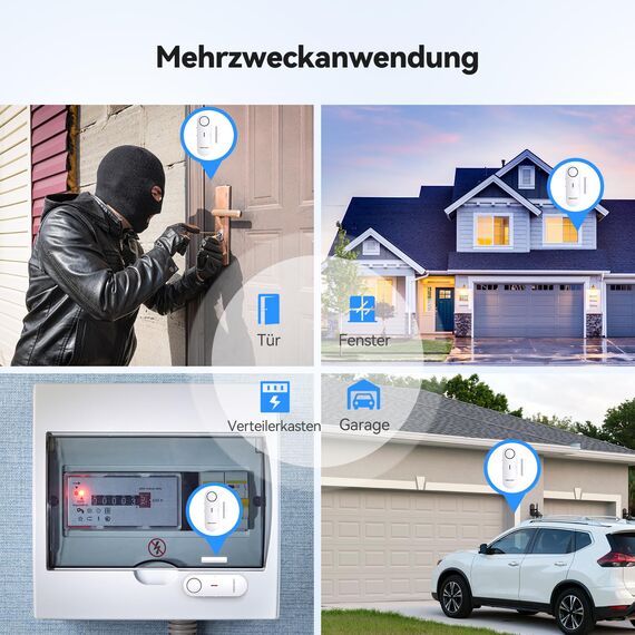TECKNET Türalarm, Fensteralarm Einbruchschutz, Kabellose Alarmanlage Tür-Fenstersensoren und 3-stufiger Lautstärkeregelung, Türalarm mit Sirene für Haus, Geschäft, Büro und Wohnung (3 PCS)