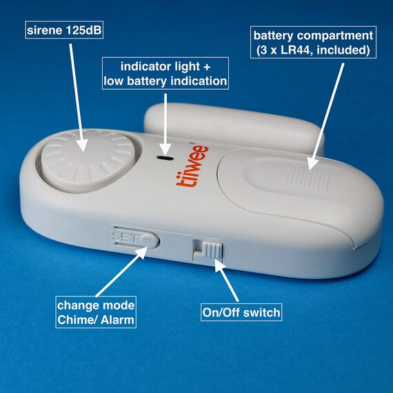 tiiwee Fensteralarm Türalarm 120 dB Einbruchschutz - 4er Set mit Batterien