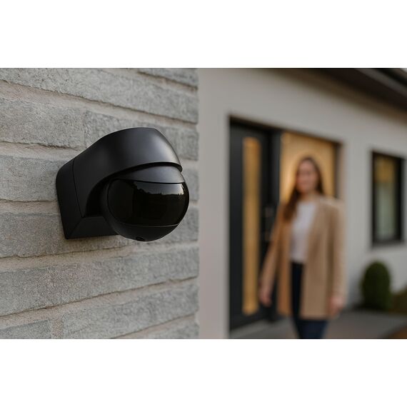 SEBSON Bewegungsmelder Außen IP44 Aufputz Anthrazit - LED geeignet, programmierbar, Infrarot Sensor 12m / 180°, Wand Montage, schwenkbar, 3-Draht
