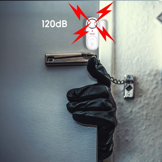 tiiwee Fensteralarm Türalarm 120 dB Einbruchschutz - 2er Set mit Batterien