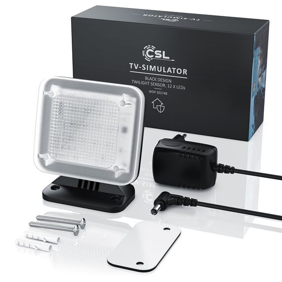 CSL - LED TV-Simulator Fake-TV - LED Fernseh-Attrappe - Dummy TV Fernsehsimulator - Einbruchschutz Home Security - energieeffizient - 12-farbige LEDs - 3 Programme - Zufallsmuster