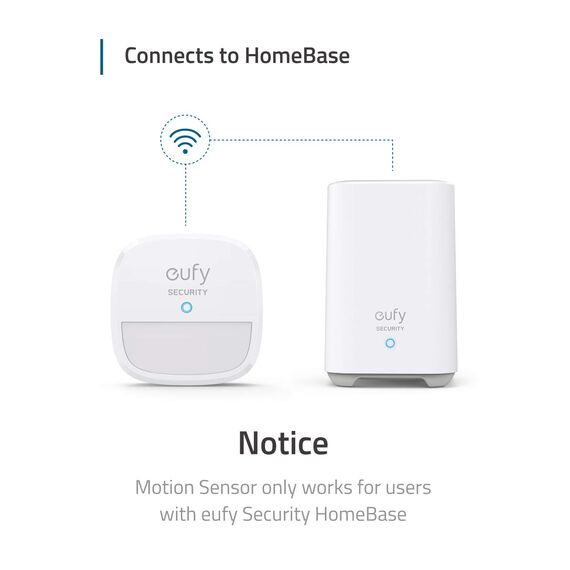 eufy Security Bewegungssensor, Sicherheitssystem mit Alarm, 100° Blickfeld, 9m Reichweite, 2 Jahre Akku, Einstellbare Empfindlichkeit, Steuert HomeBase Überwachungsgeräte, HomeBase notwendig