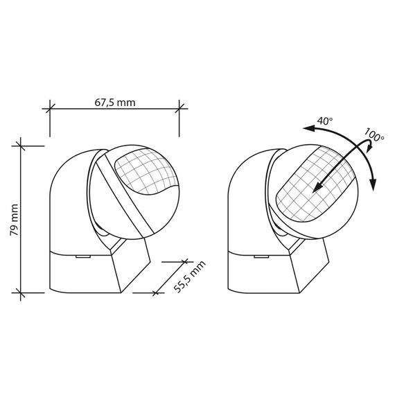 SEBSON Bewegungsmelder Aussen IP44, Aufputz, Wand Montage, programmierbar, Infrarot Sensor, Reichweite 12m / 180°, LED geeignet, schwenkbar, 3-Draht
