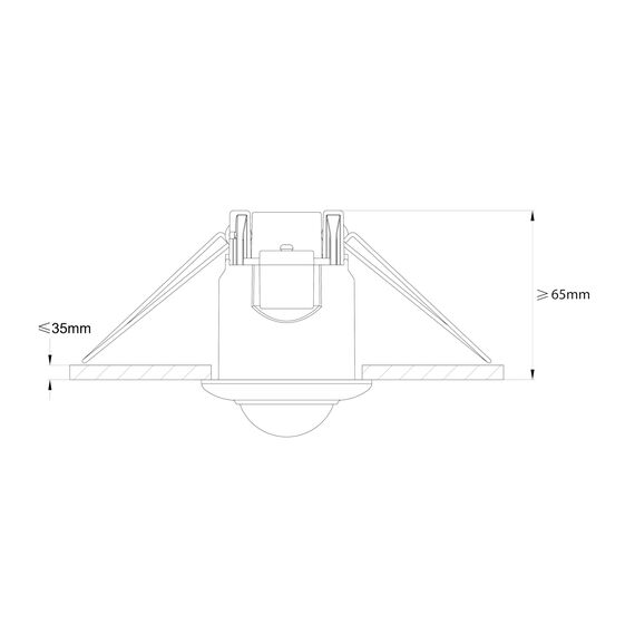 SEBSON Bewegungsmelder Unterputz Außen 20m / 360° - Decken Montage, programmierbar, LED geeignet, Einbauloch Ø63-66mm, PIR Infrarot Sensor, 3-Draht
