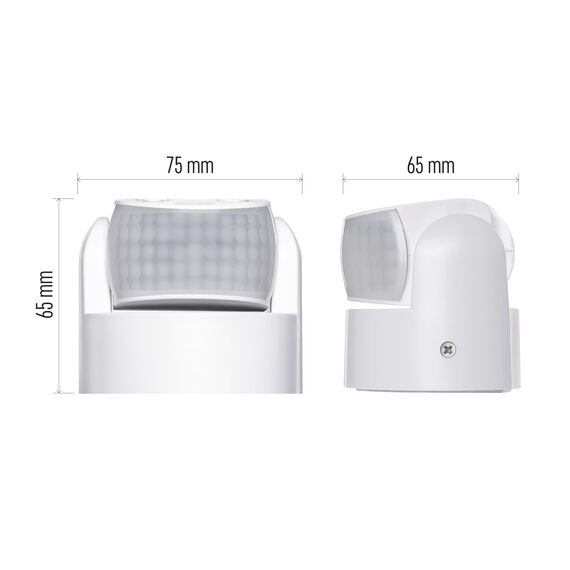 EMOS - Infrarot-Bewegungsmelder wasserdicht - Reichweite 12 m - Empfindlichkeit 3-2000 Lux - Detektionswinkel 180° - Schaltdauer 10 Sek bis 15 Min - 230 V zur Aufputzmontage - für Innen & Außen - weiß