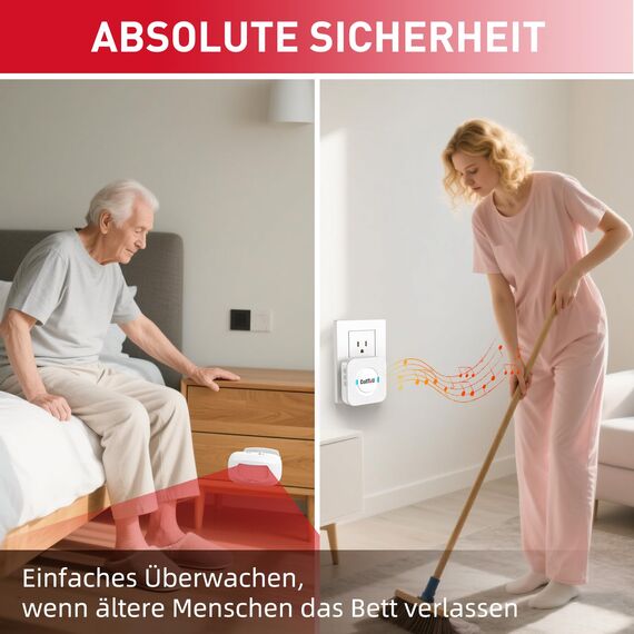 CallToU PIR Bewegungsmelder Alarm mit Durchgangsmelder Funk Türklingel System – Kabellose Durchgangsmelder Ladentür für Einfahrt, Geschäft, Senioren, Patienten, Zuhause, Büro, Garage