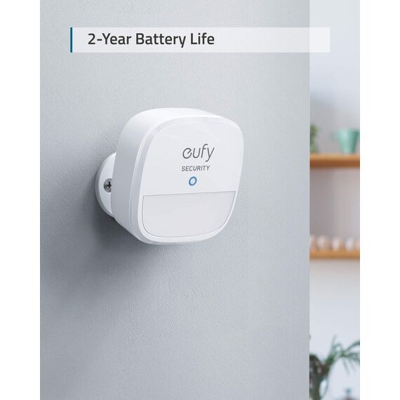 eufy Security Bewegungssensor, Sicherheitssystem mit Alarm, 100° Blickfeld, 9m Reichweite, 2 Jahre Akku, Einstellbare Empfindlichkeit, Steuert HomeBase Überwachungsgeräte, HomeBase notwendig