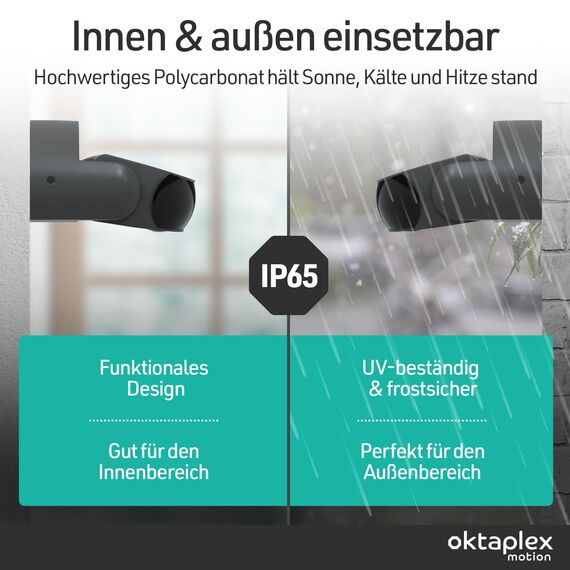 Oktaplex Bea Bewegungsmelder Aussen IP65 schwenkbar 180° Infrarotsensor 10m Reichweite 230V anthrazit mit Dämmerungssensor
